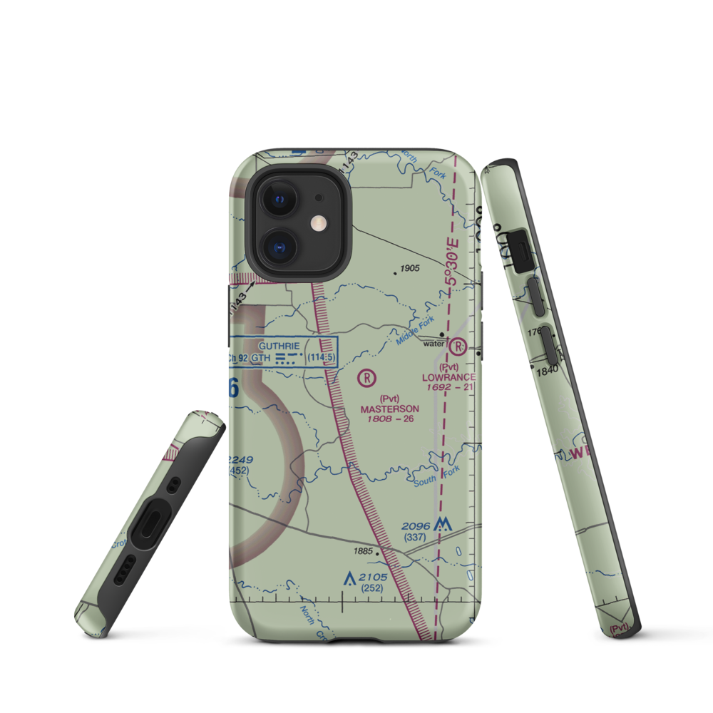 J Y Ranch-R B Masterson Iii Estate Airport (1TX2) VFR Sectional  Tough iPhone Case iPhone 12 mini model shown