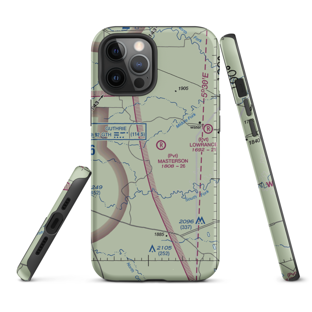 J Y Ranch-R B Masterson Iii Estate Airport (1TX2) VFR Sectional  Tough iPhone Case iPhone 12 Pro Max model shown