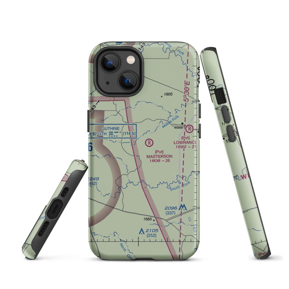 J Y Ranch-R B Masterson Iii Estate Airport (1TX2) VFR Sectional  Tough iPhone Case iPhone 13 model shown