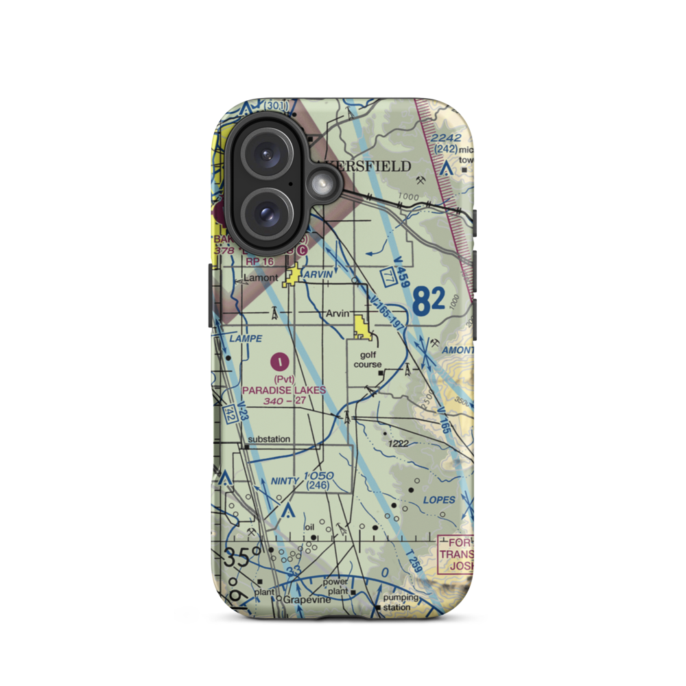 J&J Crop Dusters Inc Airport (6CA7) VFR Sectional  Tough iPhone Case iPhone 16 model shown