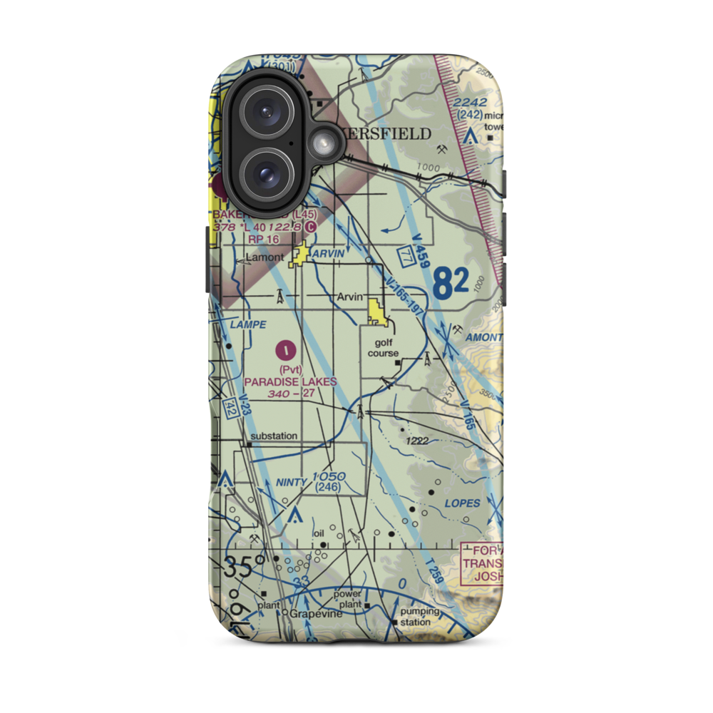 J&J Crop Dusters Inc Airport (6CA7) VFR Sectional  Tough iPhone Case iPhone 16 Plus model shown