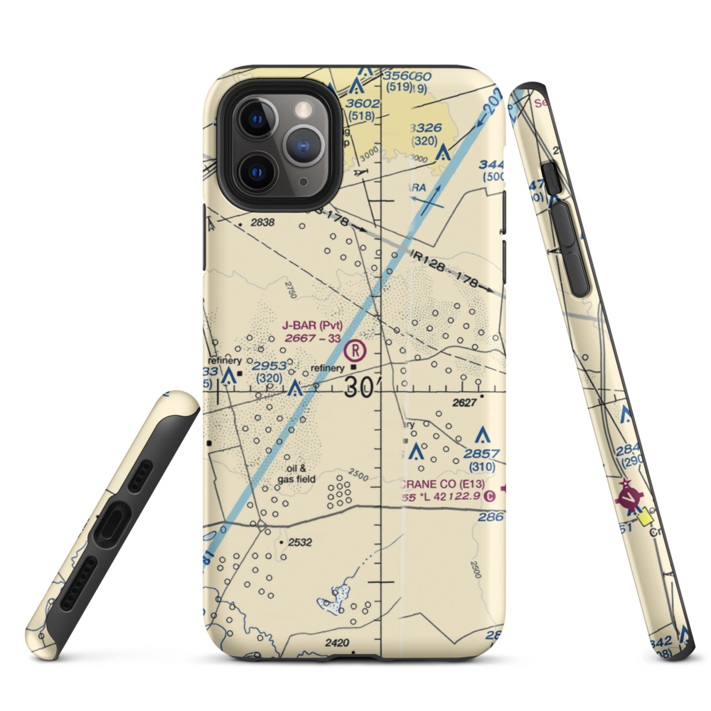 J-Bar Ranch Airport (8TE2) VFR Sectional  Tough iPhone Case iPhone 11 Pro Max model shown