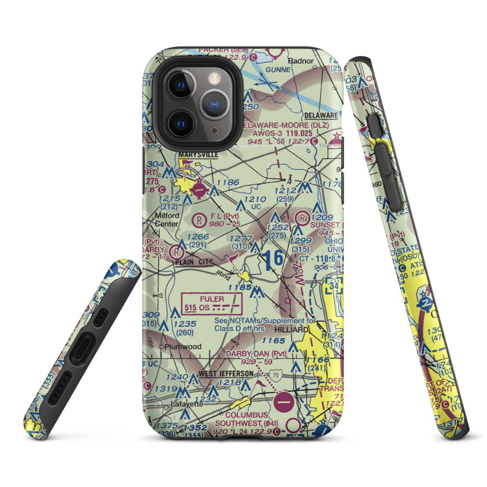 J-Em Farm Airport (82OI) VFR Sectional  Tough iPhone Case iPhone 11 Pro model shown