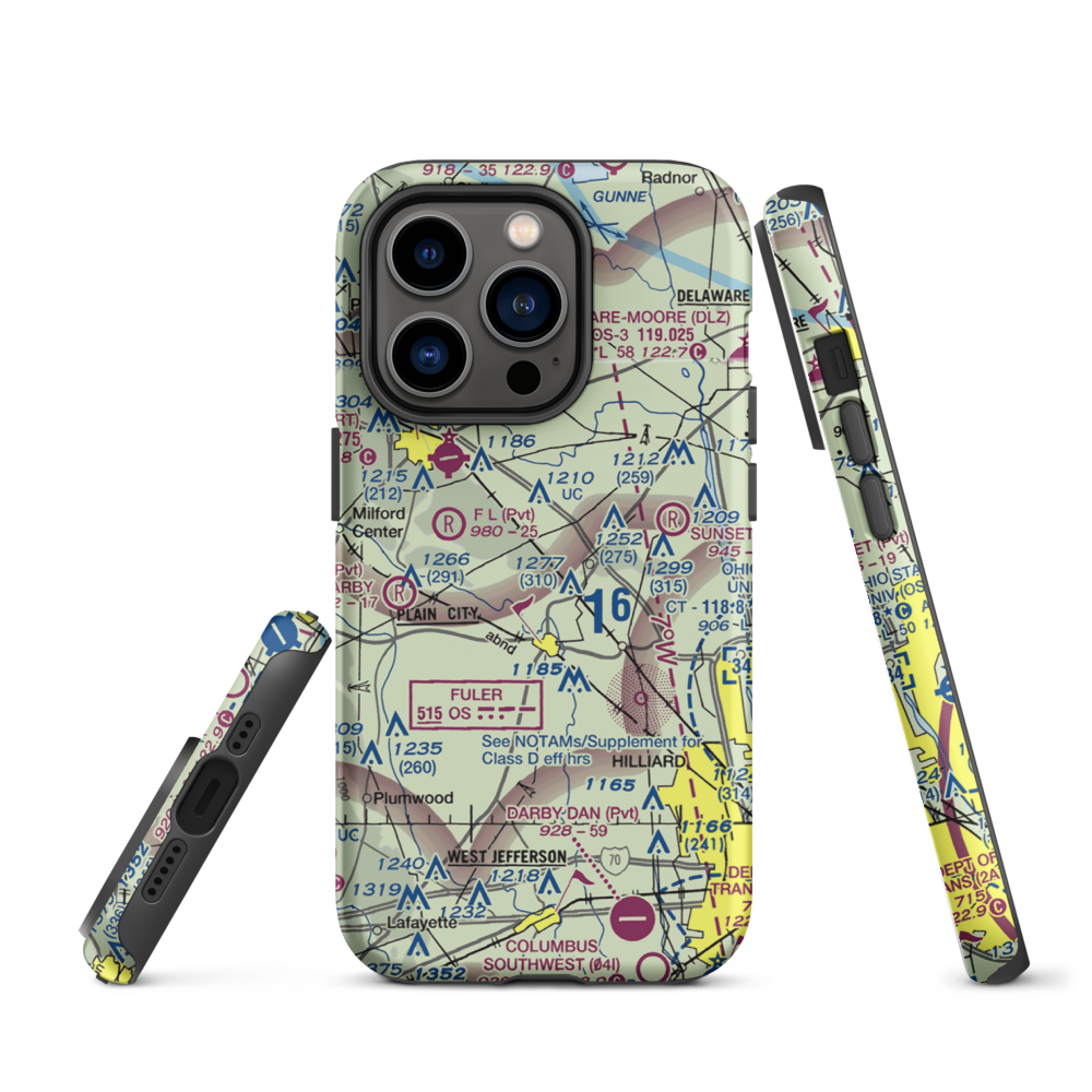 J-Em Farm Airport (82OI) VFR Sectional  Tough iPhone Case iPhone 14 Pro model shown