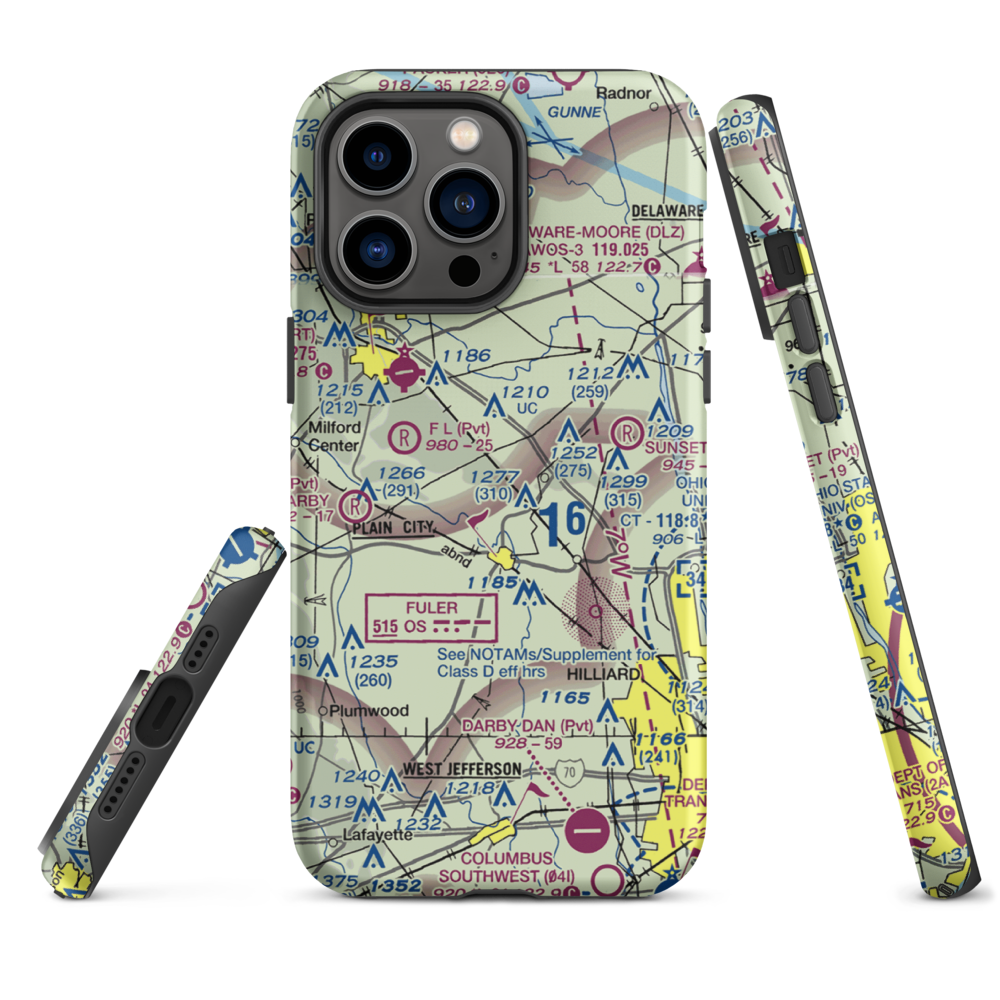 J-Em Farm Airport (82OI) VFR Sectional  Tough iPhone Case iPhone 14 Pro Max model shown