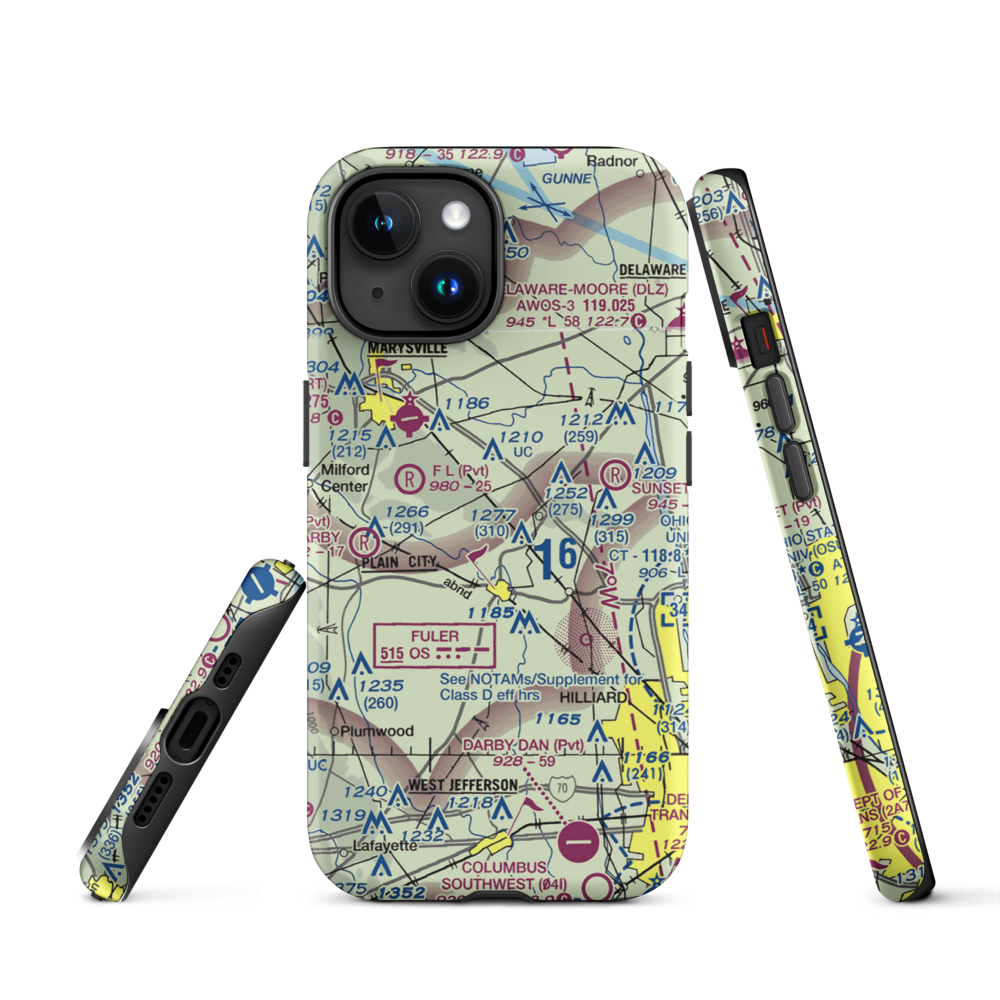 J-Em Farm Airport (82OI) VFR Sectional  Tough iPhone Case iPhone 15 model shown