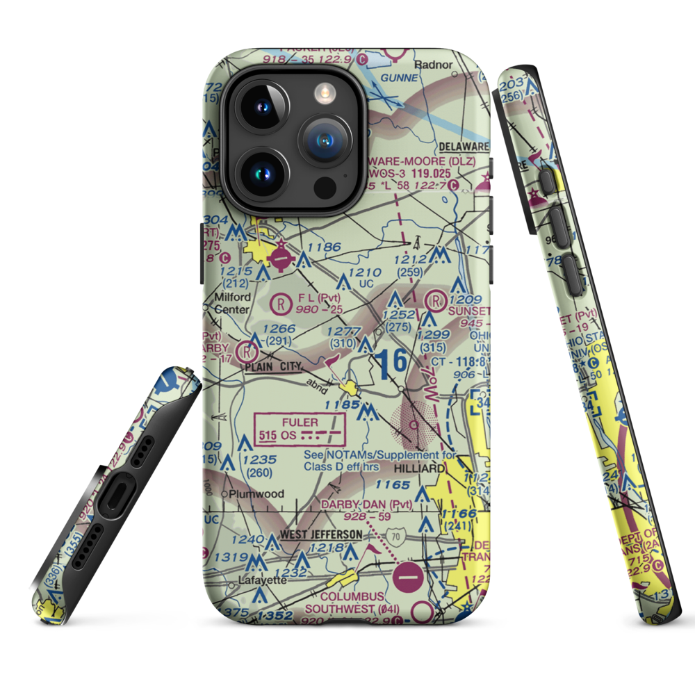 J-Em Farm Airport (82OI) VFR Sectional  Tough iPhone Case iPhone 15 Pro Max model shown