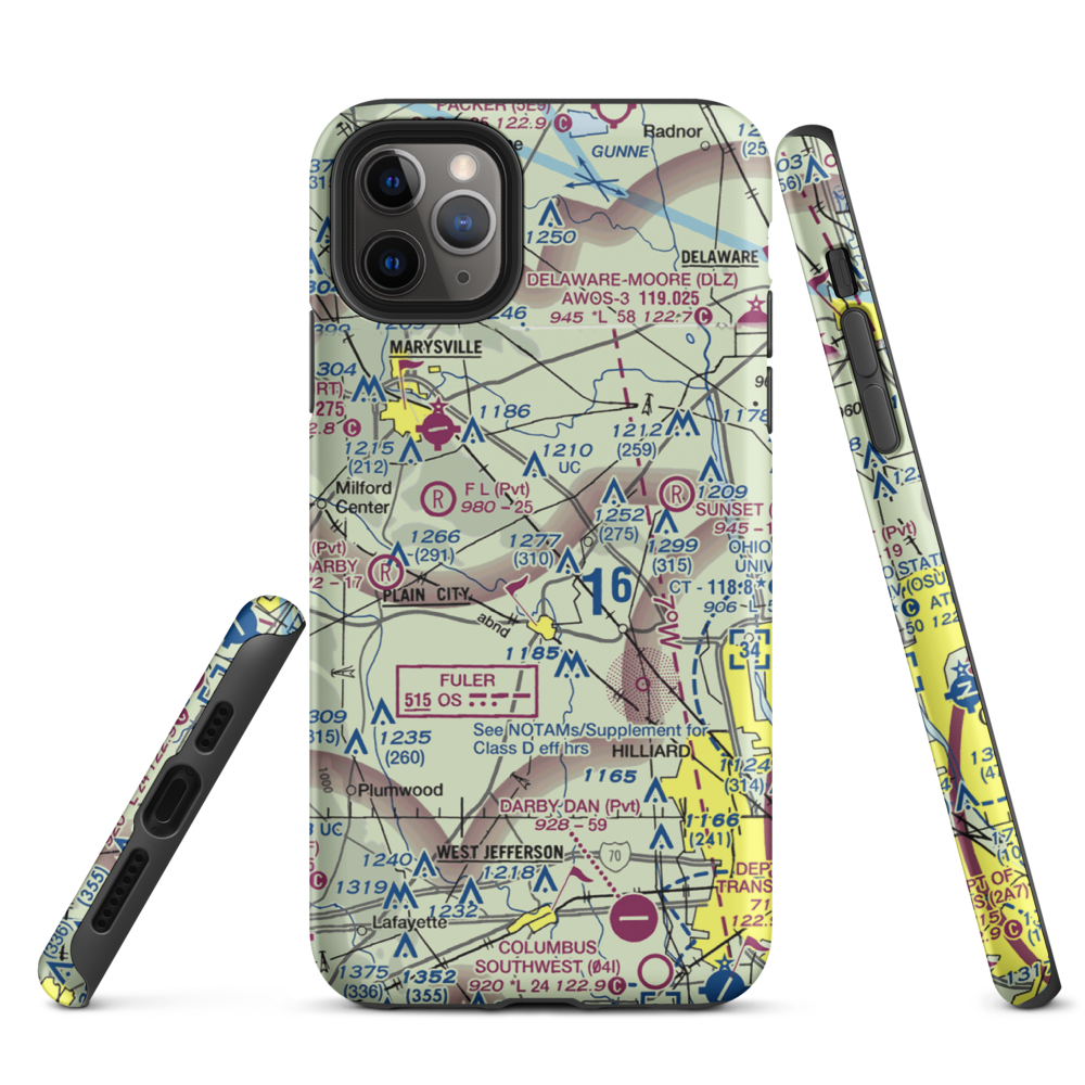 J-Em Farm Airport (82OI) VFR Sectional  Tough iPhone Case iPhone 11 Pro Max model shown