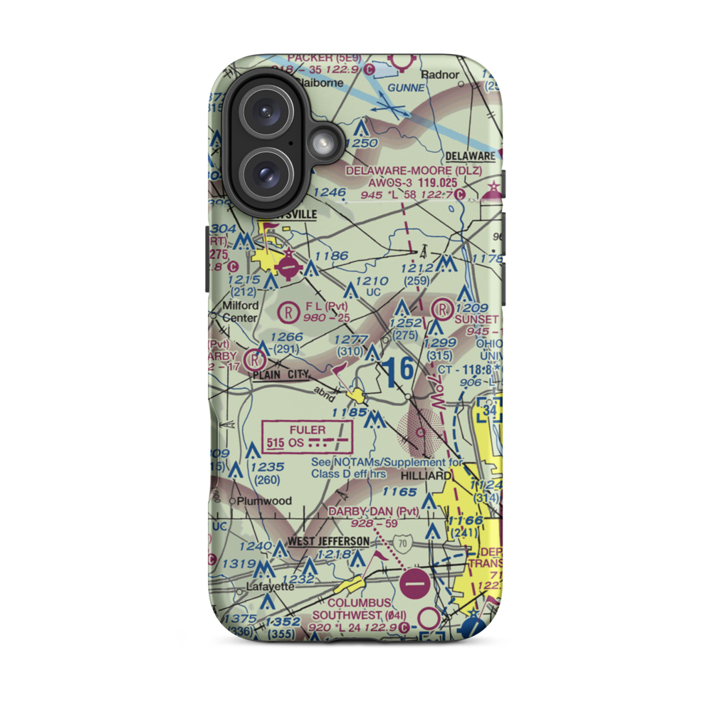 J-Em Farm Airport (82OI) VFR Sectional  Tough iPhone Case iPhone 16 Plus model shown