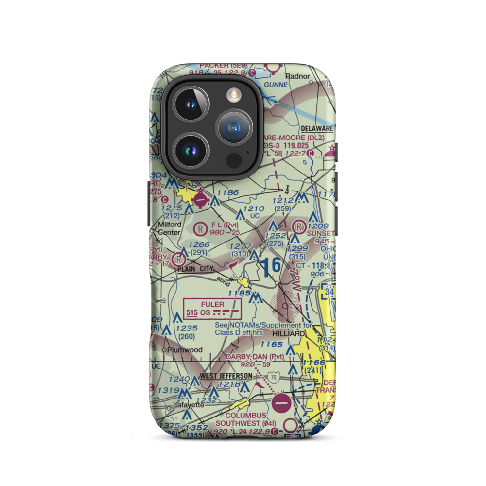J-Em Farm Airport (82OI) VFR Sectional  Tough iPhone Case iPhone 16 Pro model shown