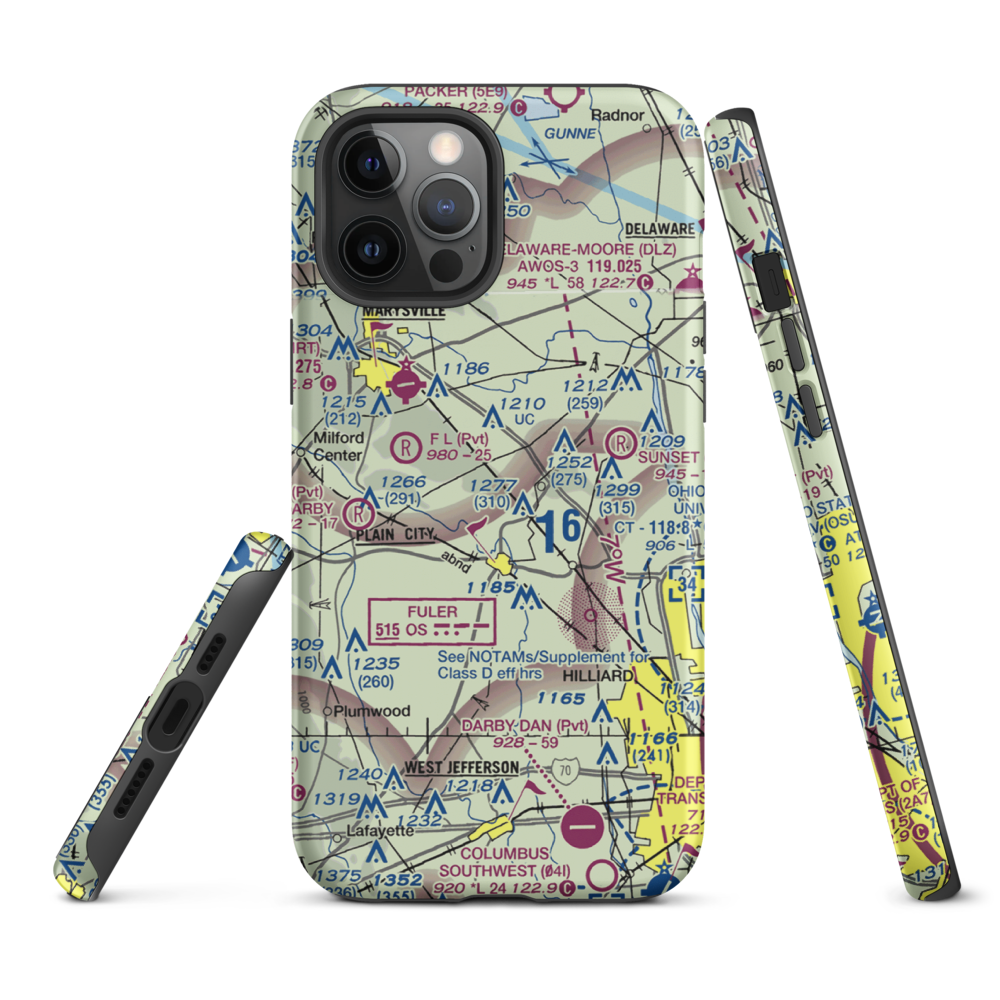 J-Em Farm Airport (82OI) VFR Sectional  Tough iPhone Case iPhone 12 Pro Max model shown