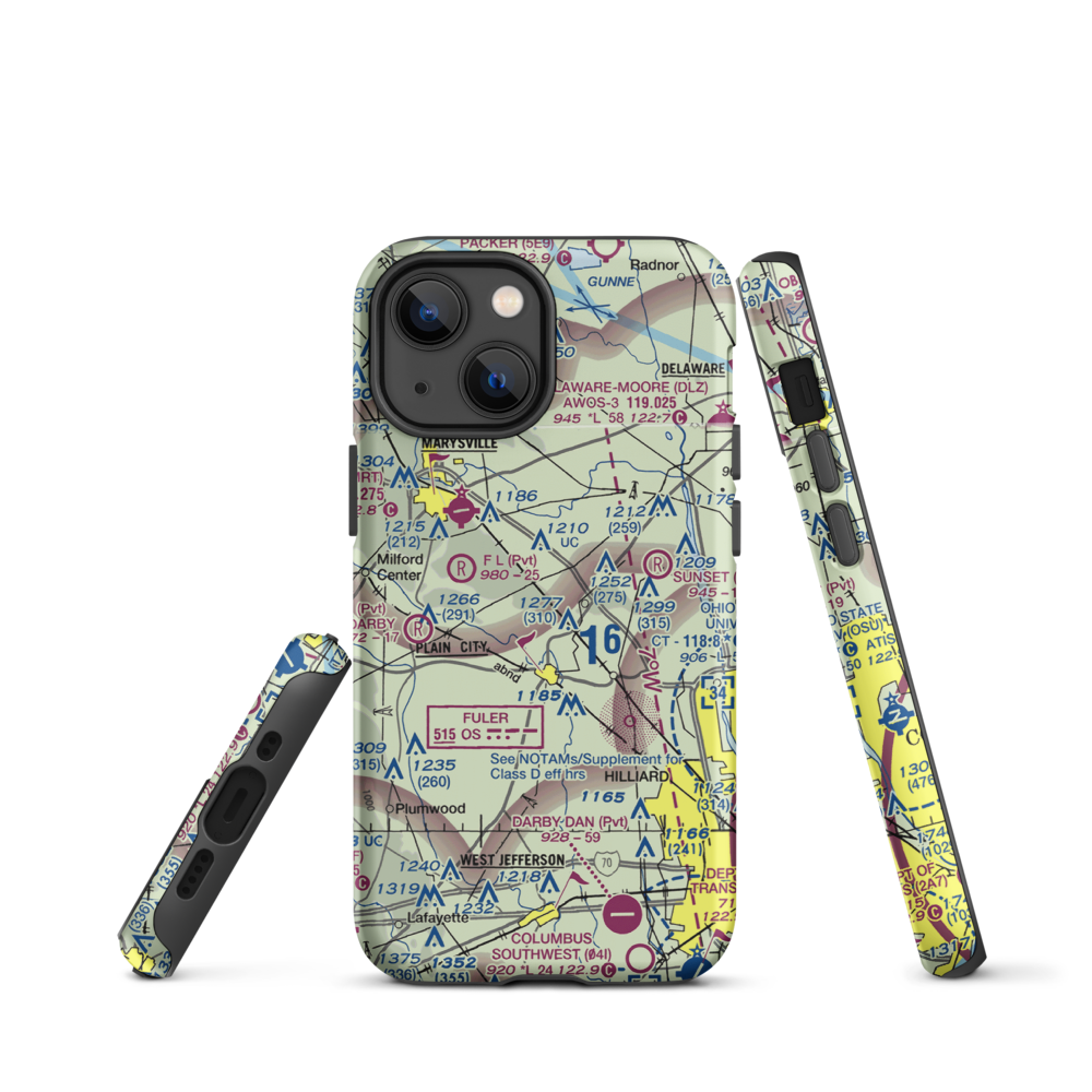 J-Em Farm Airport (82OI) VFR Sectional  Tough iPhone Case iPhone 13 mini model shown
