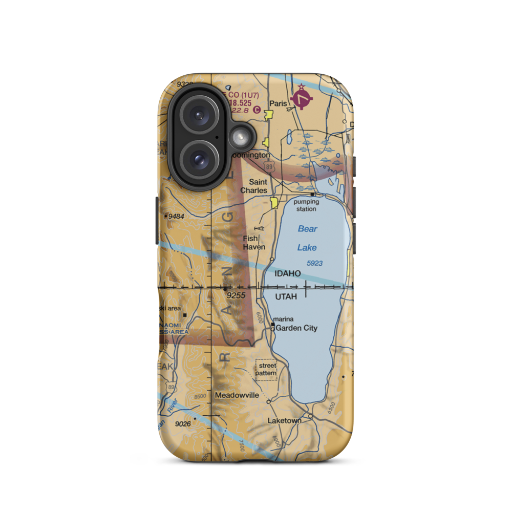 J-Lazy-M Ranch Airport (ID04) VFR Sectional  Tough iPhone Case iPhone 16 model shown
