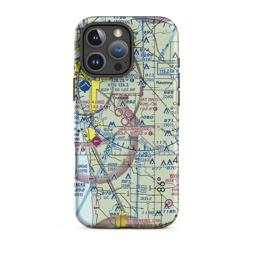 Jablonski Airport (33C) VFR Sectional  Tough iPhone Case iPhone 16 Pro Max model shown