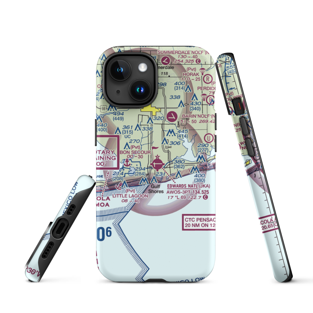 Jack Edwards Airport (JKA) VFR Sectional  Tough iPhone Case iPhone 15 model shown