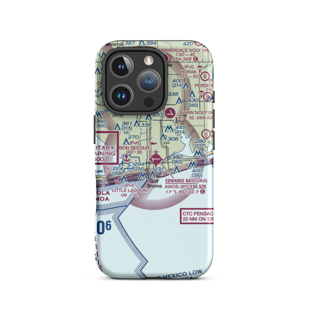 Jack Edwards Airport (JKA) VFR Sectional  Tough iPhone Case iPhone 16 Pro model shown