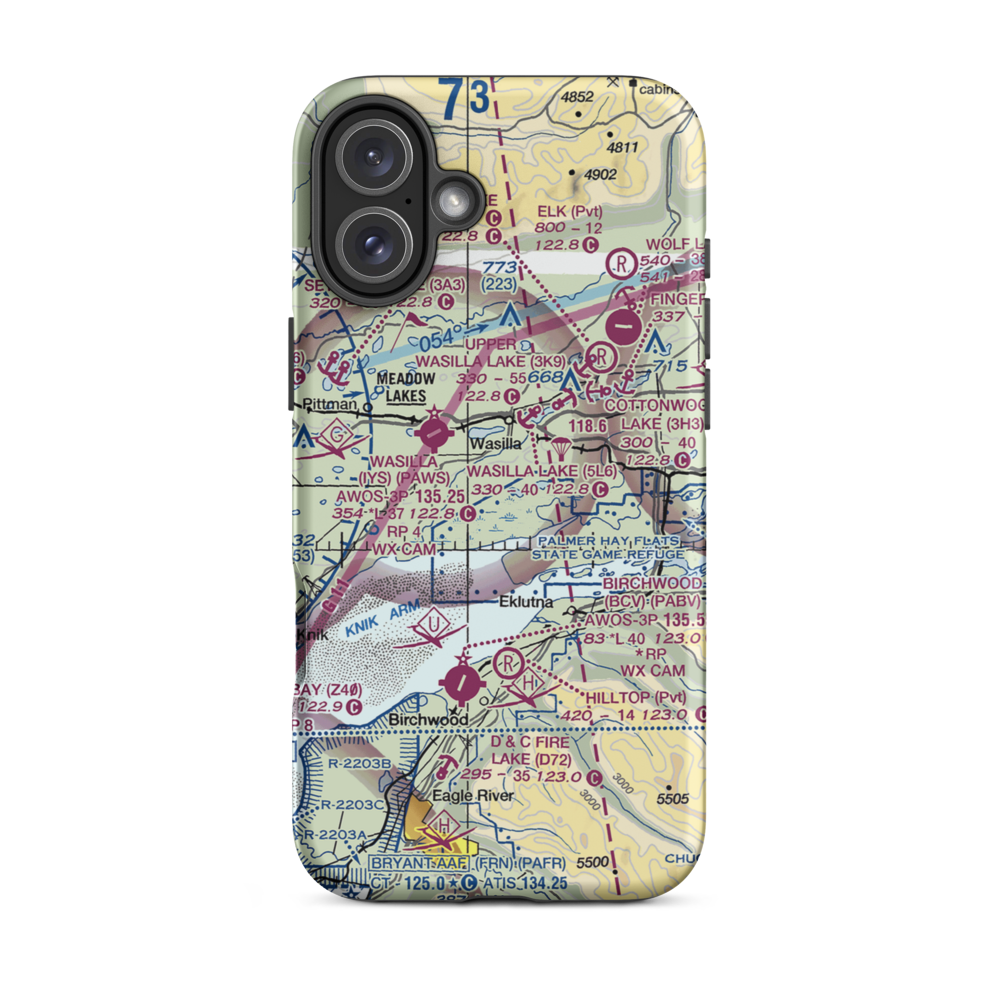 Jack Fish Landing Airport (7AK4) VFR Sectional  Tough iPhone Case iPhone 16 Plus model shown