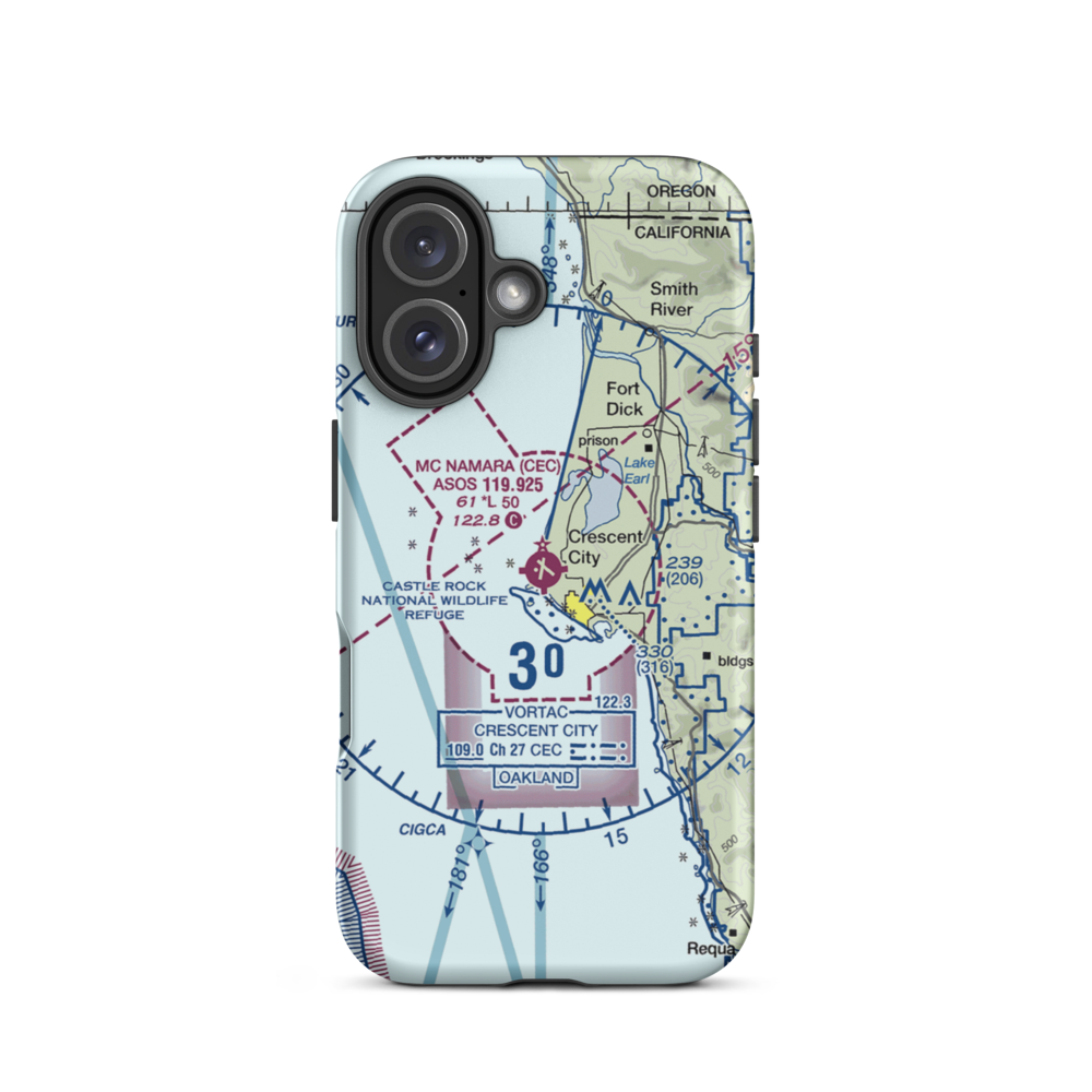 Jack Mc Namara Field Airport (CEC) VFR Sectional  Tough iPhone Case iPhone 16 model shown