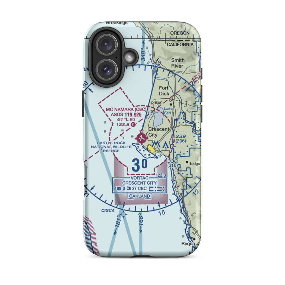 Jack Mc Namara Field Airport (CEC) VFR Sectional  Tough iPhone Case iPhone 16 Plus model shown