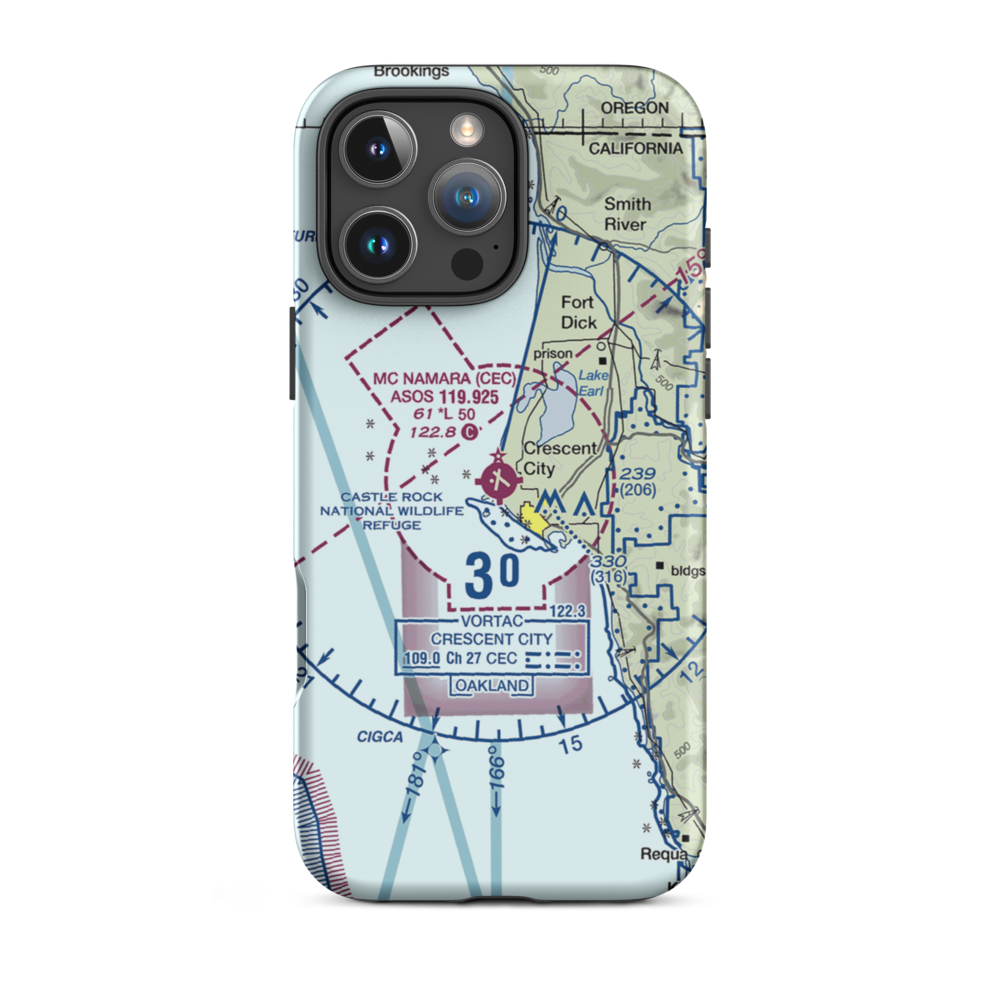 Jack Mc Namara Field Airport (CEC) VFR Sectional  Tough iPhone Case iPhone 16 Pro Max model shown