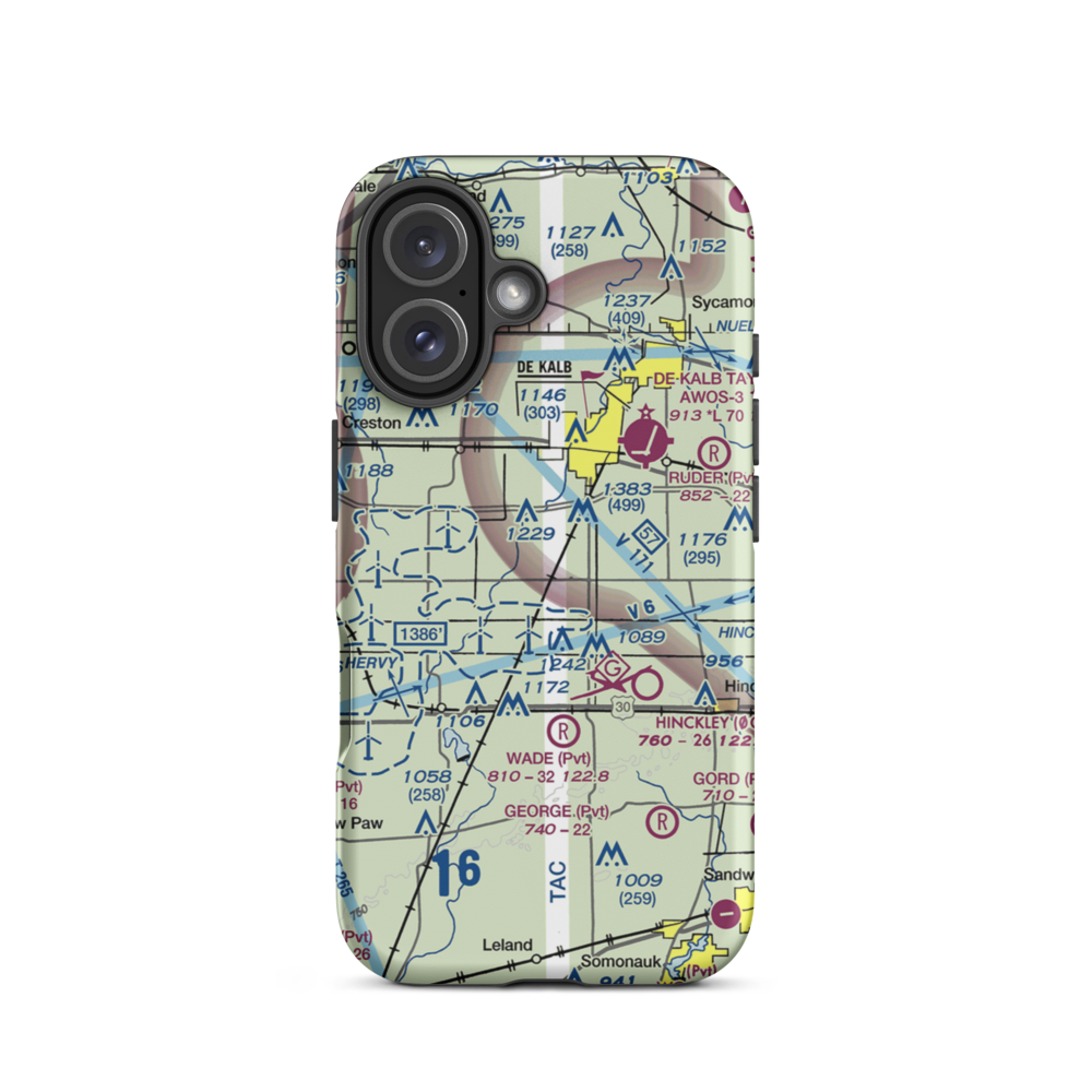 Jack W. Watson Airport (0IL9) VFR Sectional  Tough iPhone Case iPhone 16 model shown