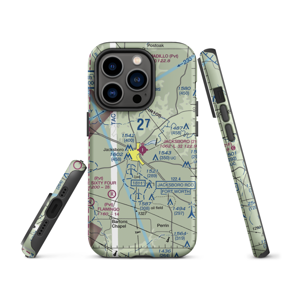 Jacksboro Municipal Airport (21F) VFR Sectional  Tough iPhone Case iPhone 14 Pro model shown