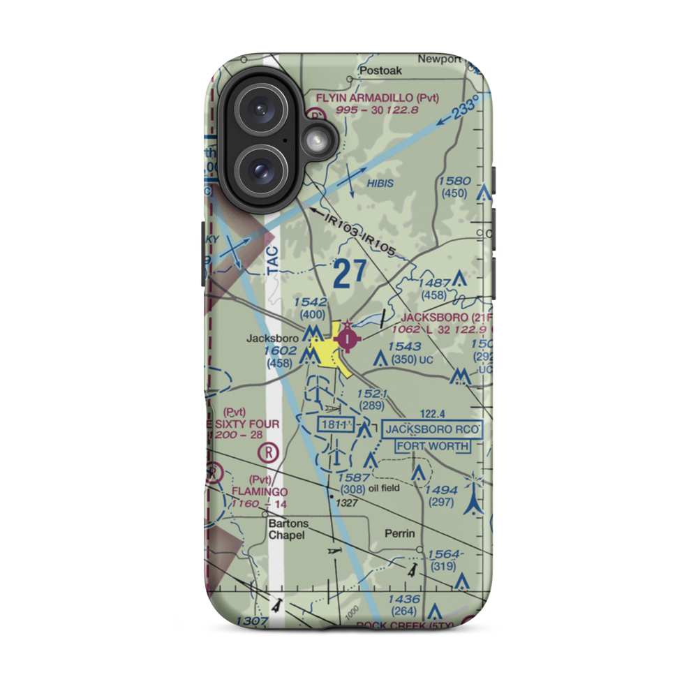 Jacksboro Municipal Airport (21F) VFR Sectional  Tough iPhone Case iPhone 16 Plus model shown