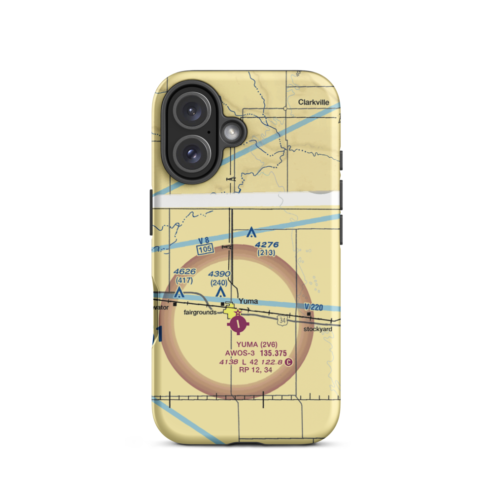 Jackson Airfield (CD05) VFR Sectional  Tough iPhone Case iPhone 16 model shown