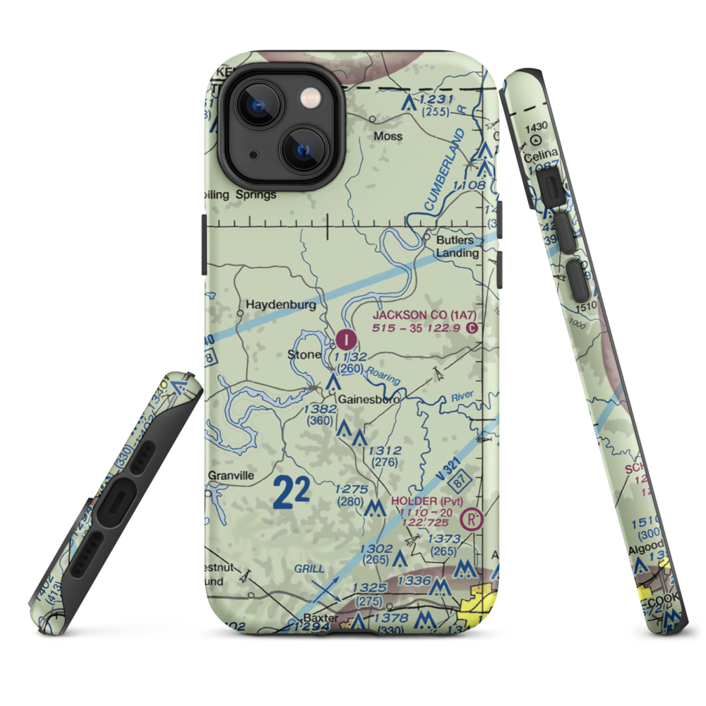 Jackson County Airport (1A7) VFR Sectional  Tough iPhone Case iPhone 14 Plus model shown