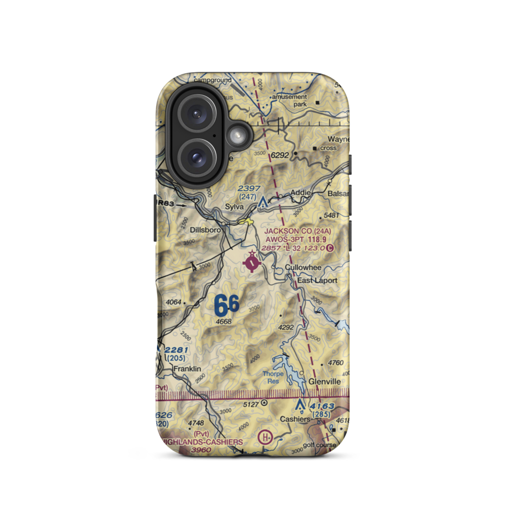 Jackson County Airport (24A) VFR Sectional  Tough iPhone Case iPhone 16 model shown