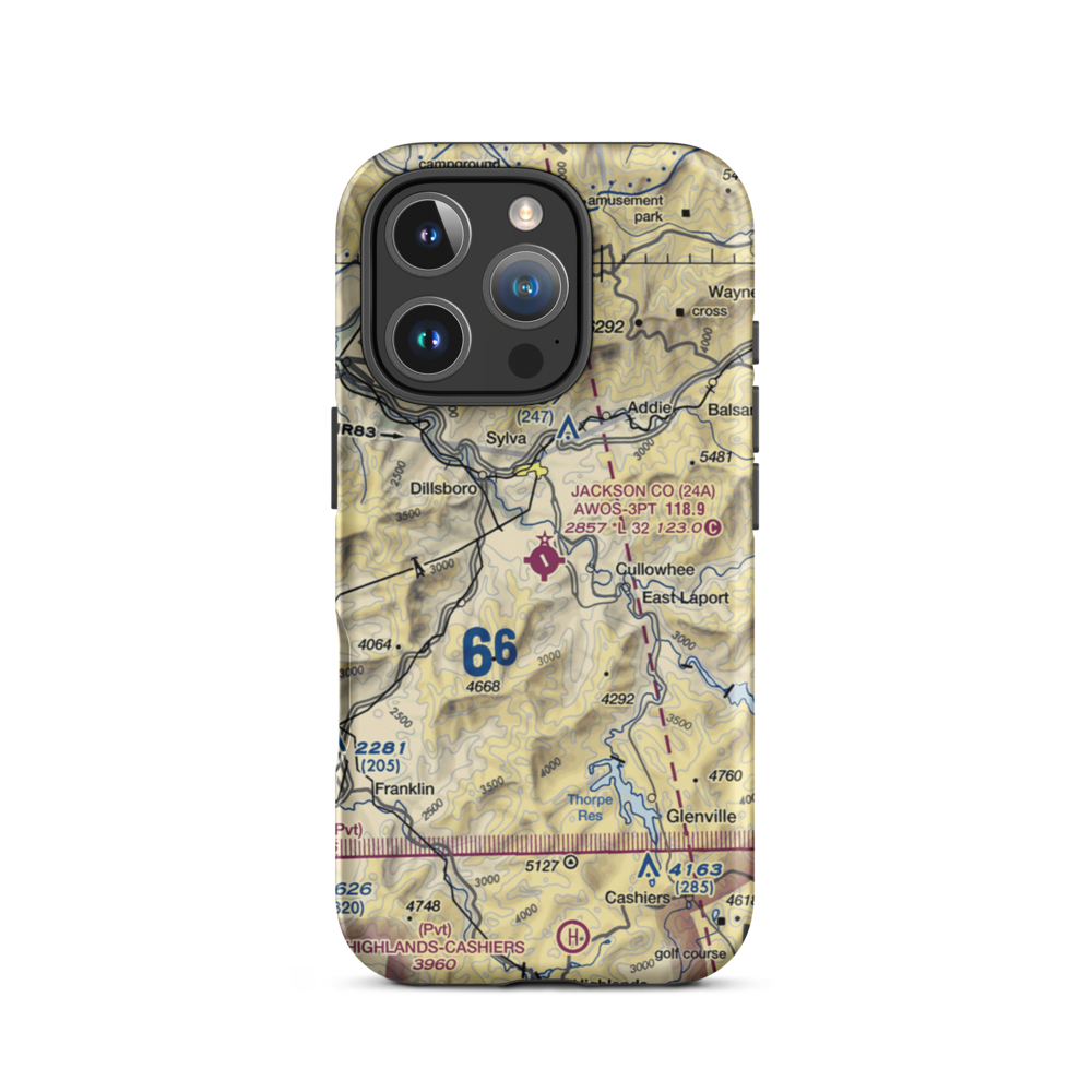 Jackson County Airport (24A) VFR Sectional  Tough iPhone Case iPhone 16 Pro model shown