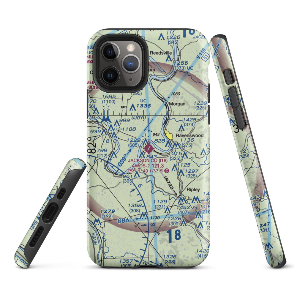 Jackson County Airport (I18) VFR Sectional  Tough iPhone Case iPhone 11 Pro model shown
