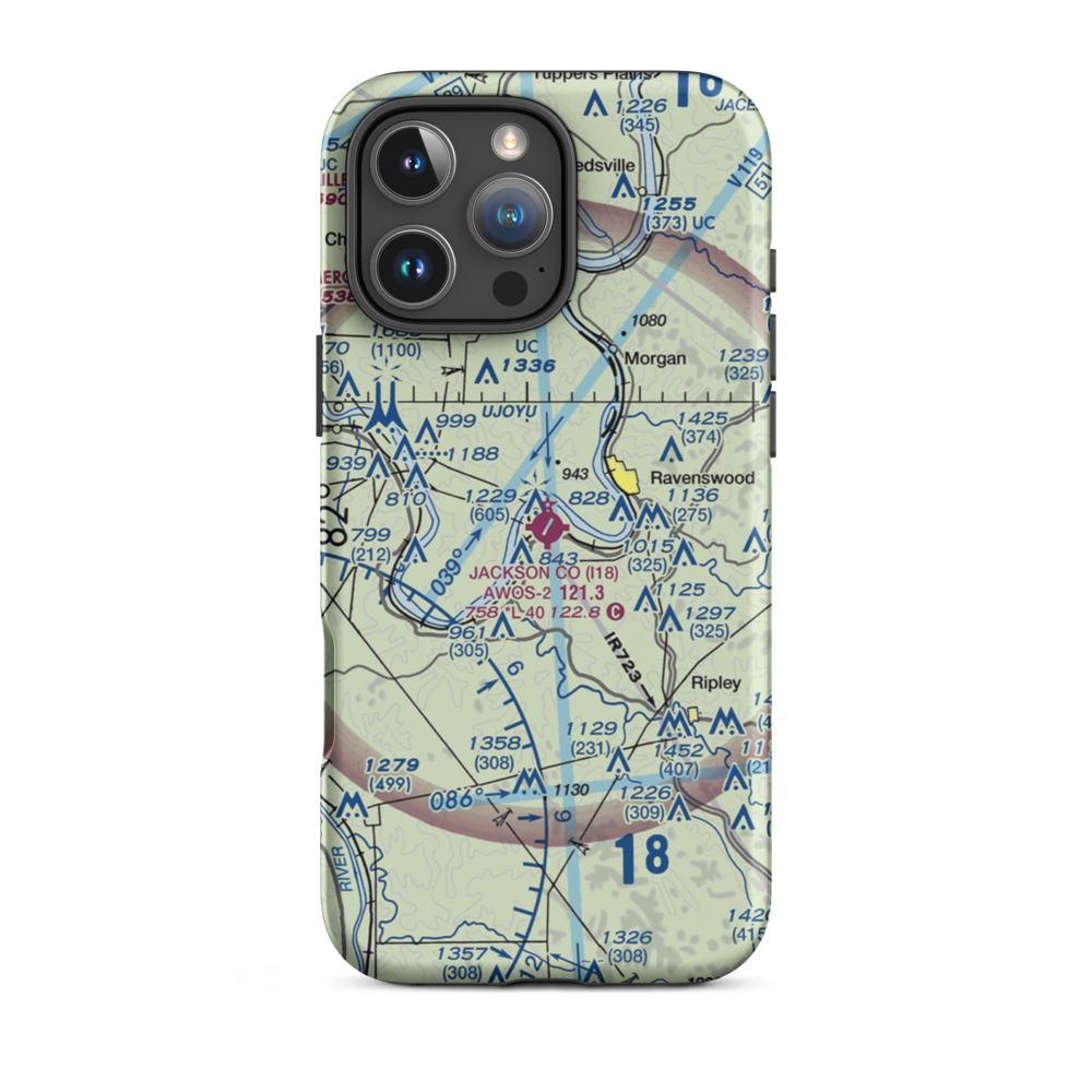 Jackson County Airport (I18) VFR Sectional  Tough iPhone Case iPhone 16 Pro Max model shown