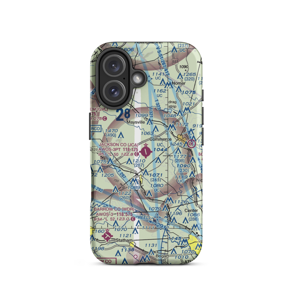Jackson County Airport (JCA) VFR Sectional  Tough iPhone Case iPhone 16 model shown
