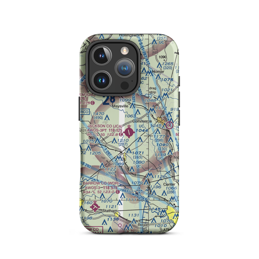 Jackson County Airport (JCA) VFR Sectional  Tough iPhone Case iPhone 16 Pro model shown
