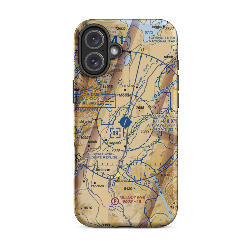 Jackson Hole Airport (JAC) VFR Sectional  Tough iPhone Case iPhone 16 Plus model shown
