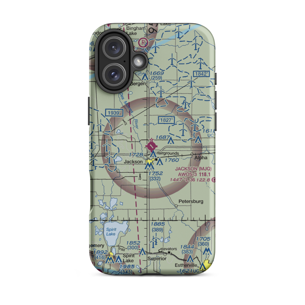 Jackson Municipal Airport (MJQ) VFR Sectional  Tough iPhone Case iPhone 16 Plus model shown
