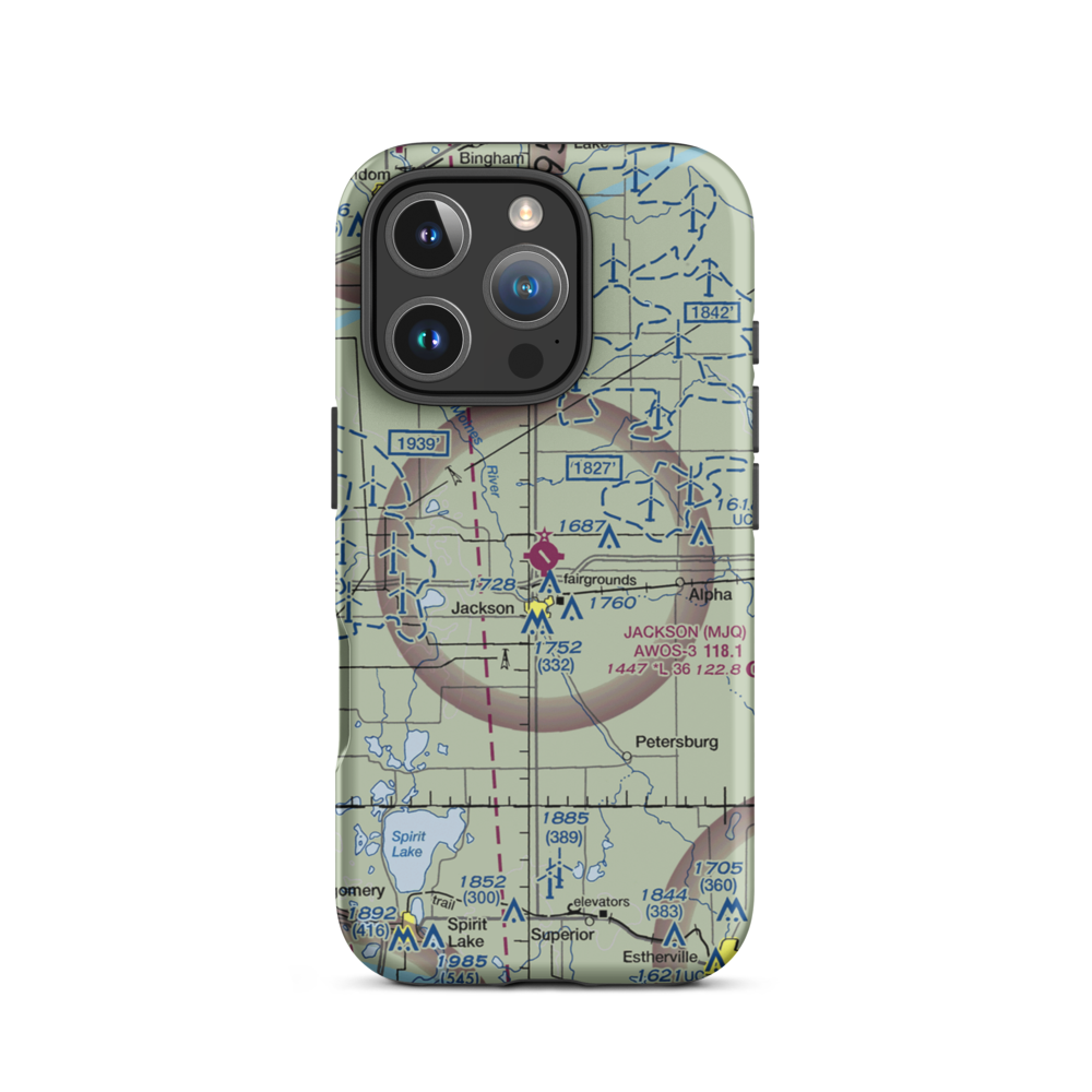 Jackson Municipal Airport (MJQ) VFR Sectional  Tough iPhone Case iPhone 16 Pro model shown