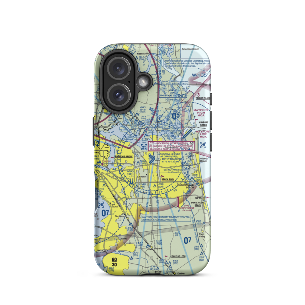 Jacksonville Executive at Craig Airport (CRG) VFR Sectional  Tough iPhone Case iPhone 16 model shown