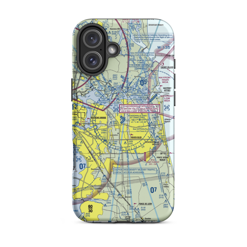 Jacksonville Executive at Craig Airport (CRG) VFR Sectional  Tough iPhone Case iPhone 16 Plus model shown