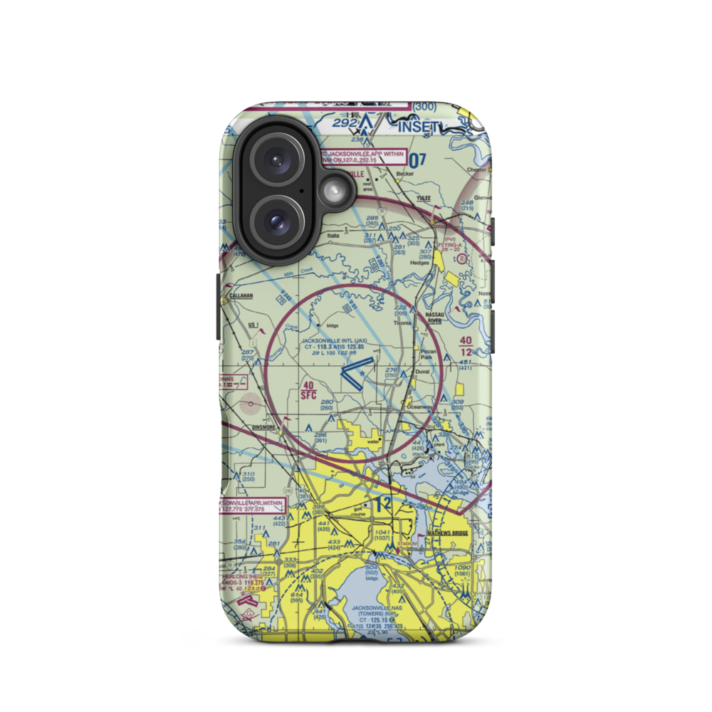 Jacksonville International Airport (JAX) VFR Sectional  Tough iPhone Case iPhone 16 model shown