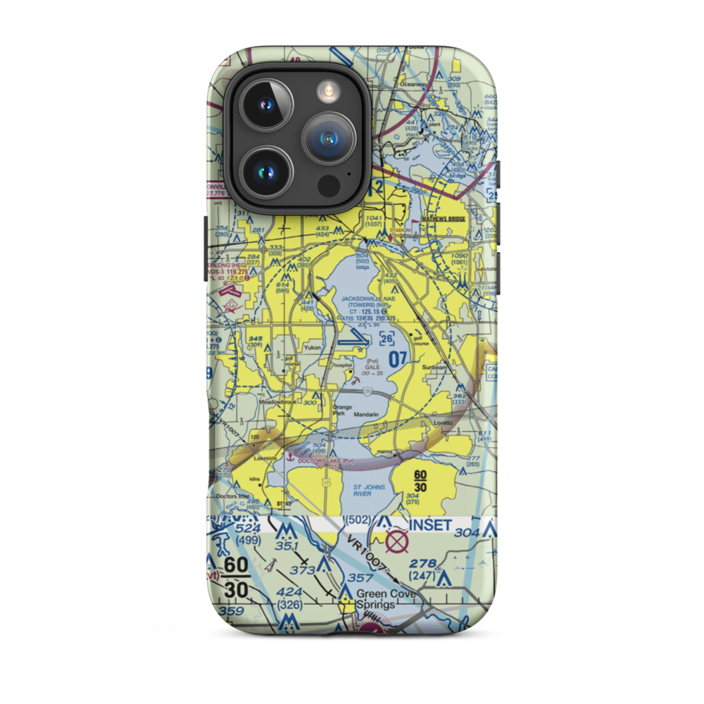 Jacksonville Naval Air Station (Towers Field) (NIP) VFR Sectional  Tough iPhone Case iPhone 16 Pro Max model shown