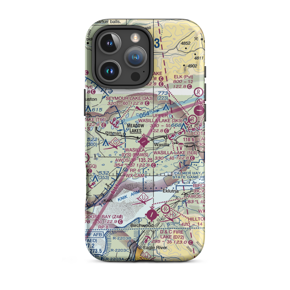 Jacobsen Lake Seaplane Base (AK43) VFR Sectional  Tough iPhone Case iPhone 16 Pro Max model shown