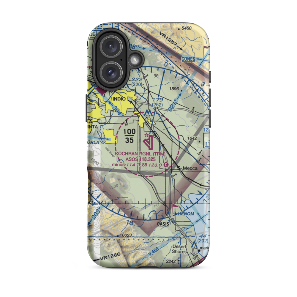 Jacqueline Cochran Regional Airport (TRM) VFR Sectional  Tough iPhone Case iPhone 16 Plus model shown