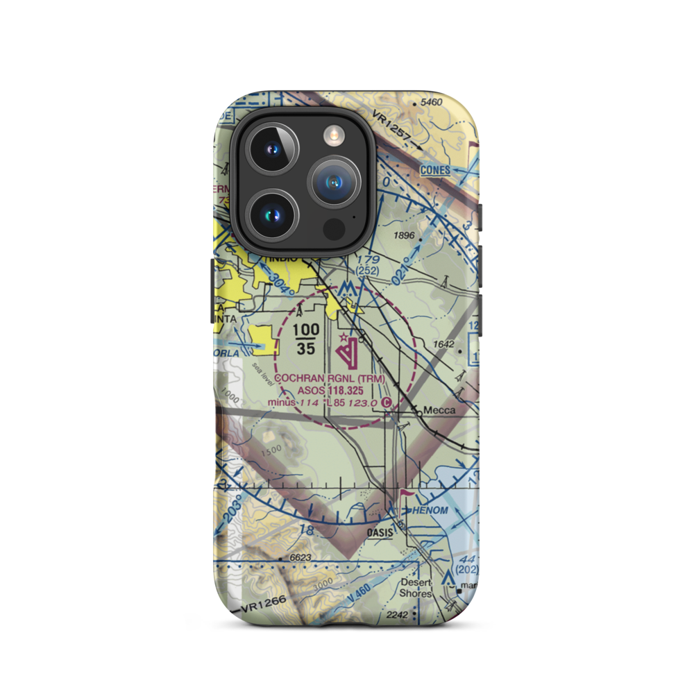 Jacqueline Cochran Regional Airport (TRM) VFR Sectional  Tough iPhone Case iPhone 16 Pro model shown