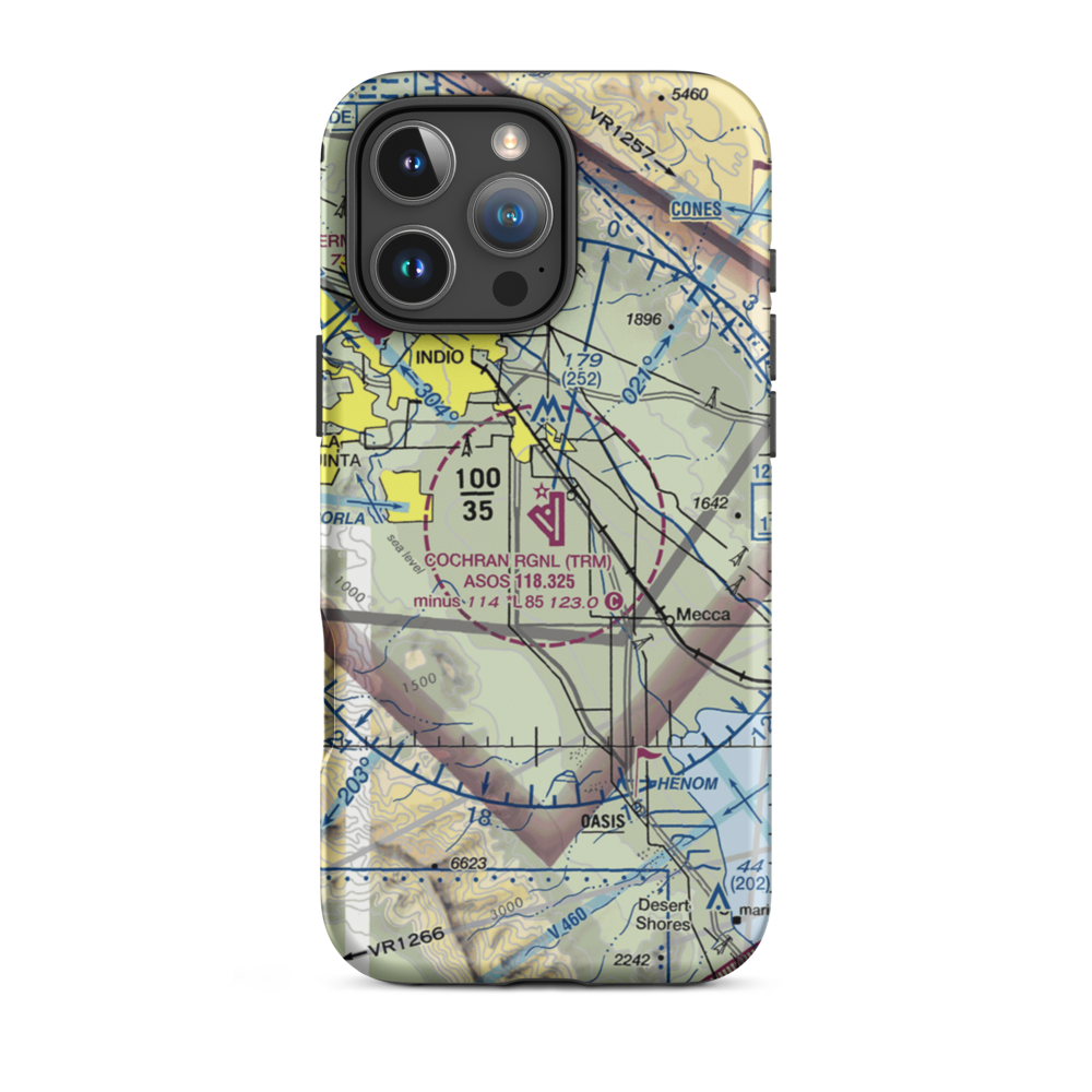 Jacqueline Cochran Regional Airport (TRM) VFR Sectional  Tough iPhone Case iPhone 16 Pro Max model shown