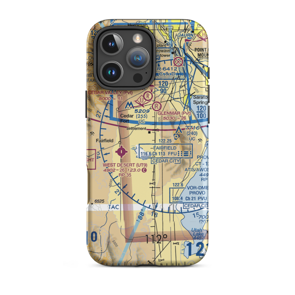 Jake Garn Airport (17U) VFR Sectional  Tough iPhone Case iPhone 16 Pro Max model shown