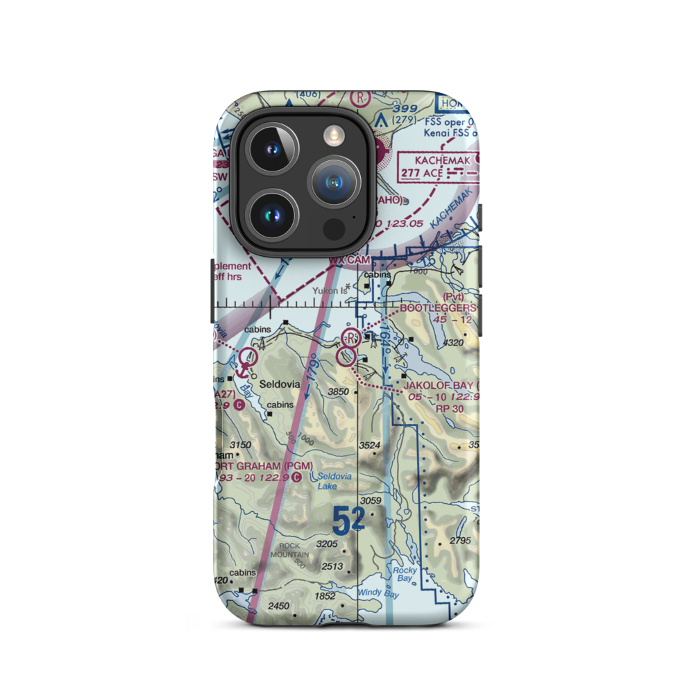 Jakolof Bay Airport (4Z9) VFR Sectional  Tough iPhone Case iPhone 16 Pro model shown
