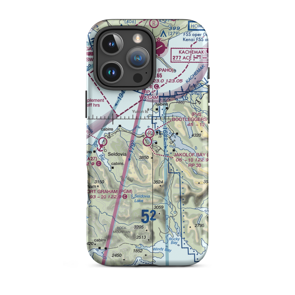 Jakolof Bay Airport (4Z9) VFR Sectional  Tough iPhone Case iPhone 16 Pro Max model shown