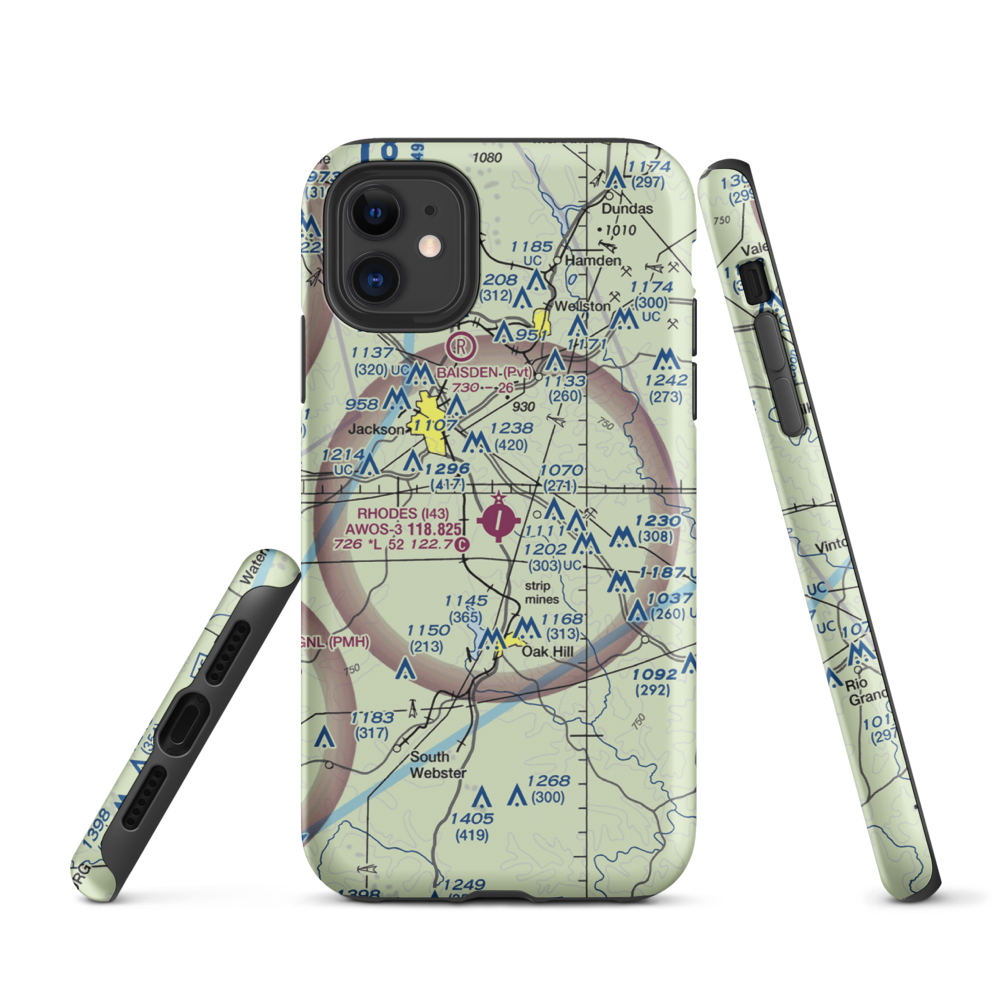 James A Rhodes Airport (I43) VFR Sectional  Tough iPhone Case iPhone 11 model shown